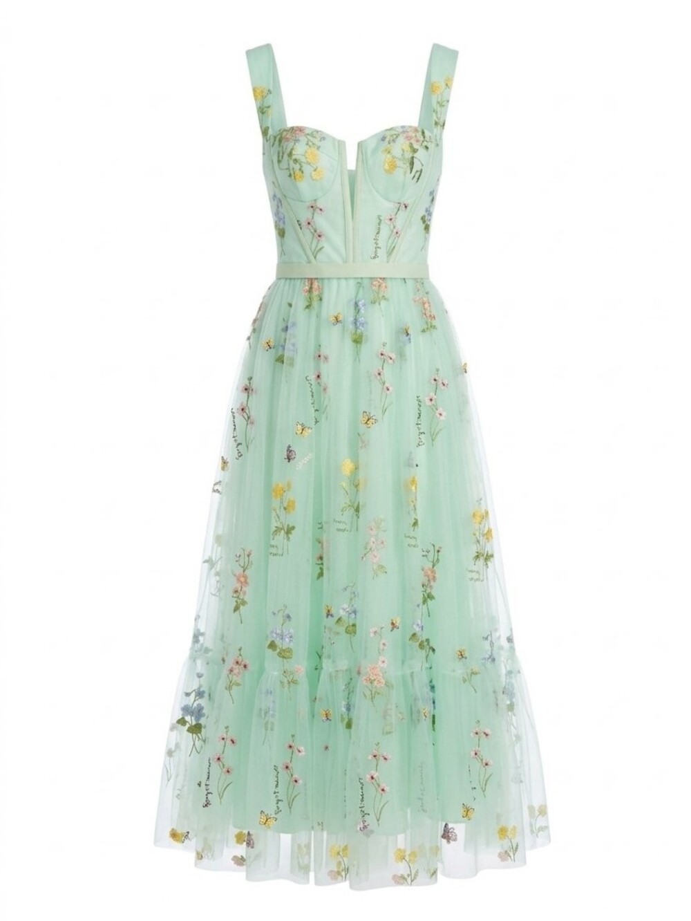 AMAZON WHIMSICAL FLORAL TULLE TEA LENGTH PROM DRESS